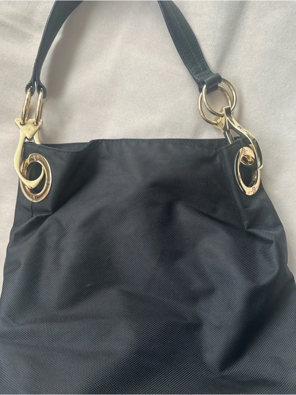 JPK Paris 75 Black Nylon Shoulder Bag Gold Hardware